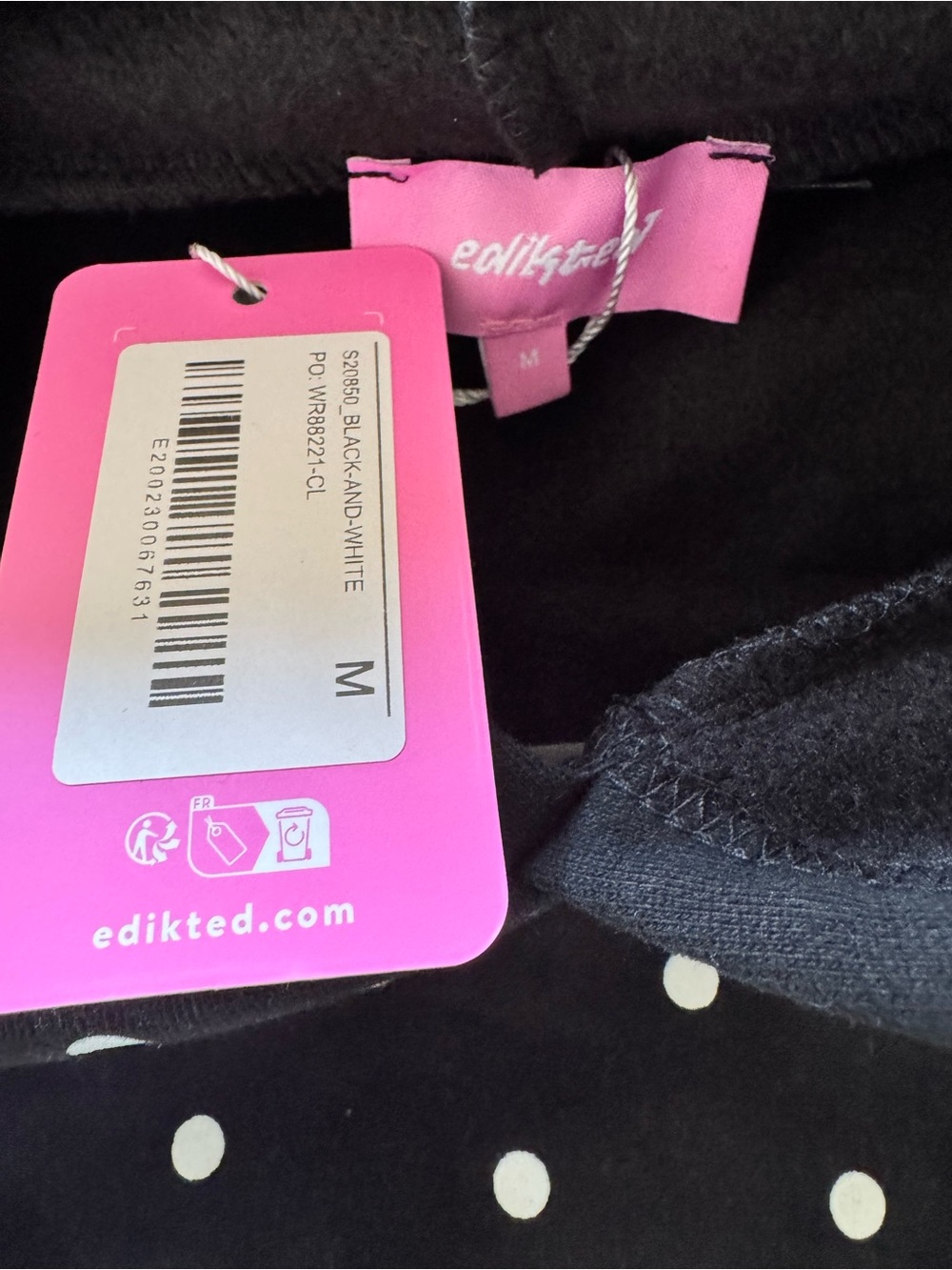 Edikted Chelsea Black and White Polka Dot Hoodie - Picture 3 of 5